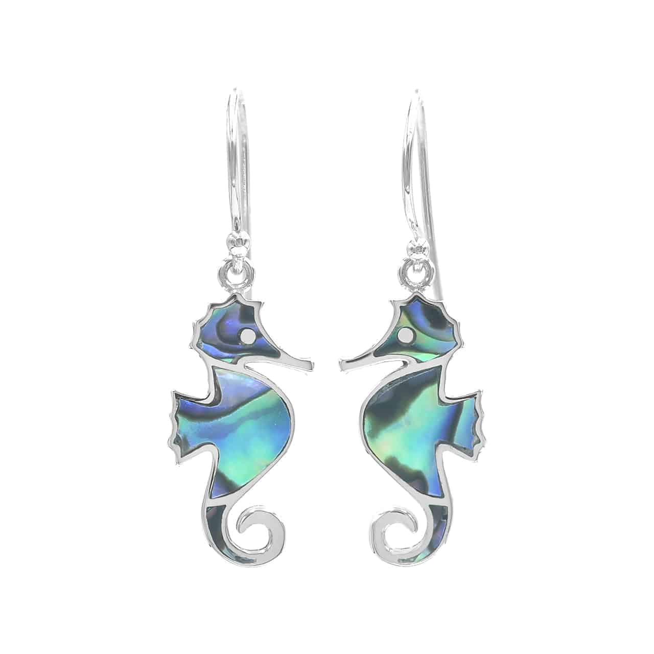 Starborn Abalone Shell Seahorse Earrings in Sterling Silver