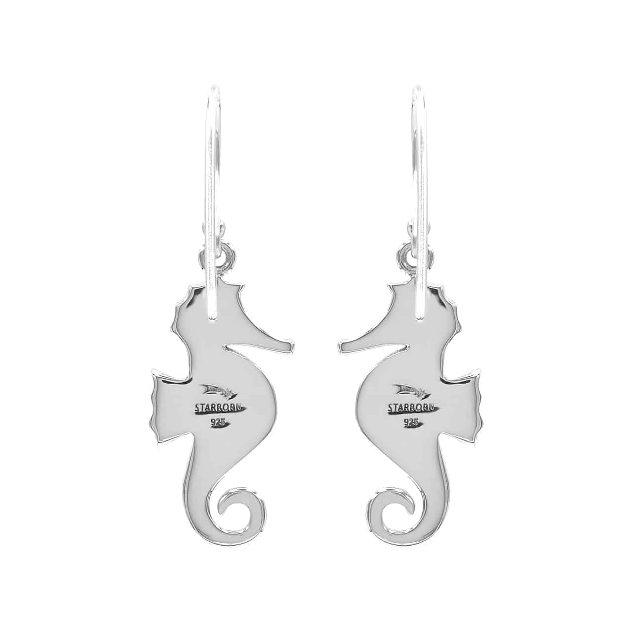 Starborn Abalone Shell Seahorse Earrings in Sterling Silver