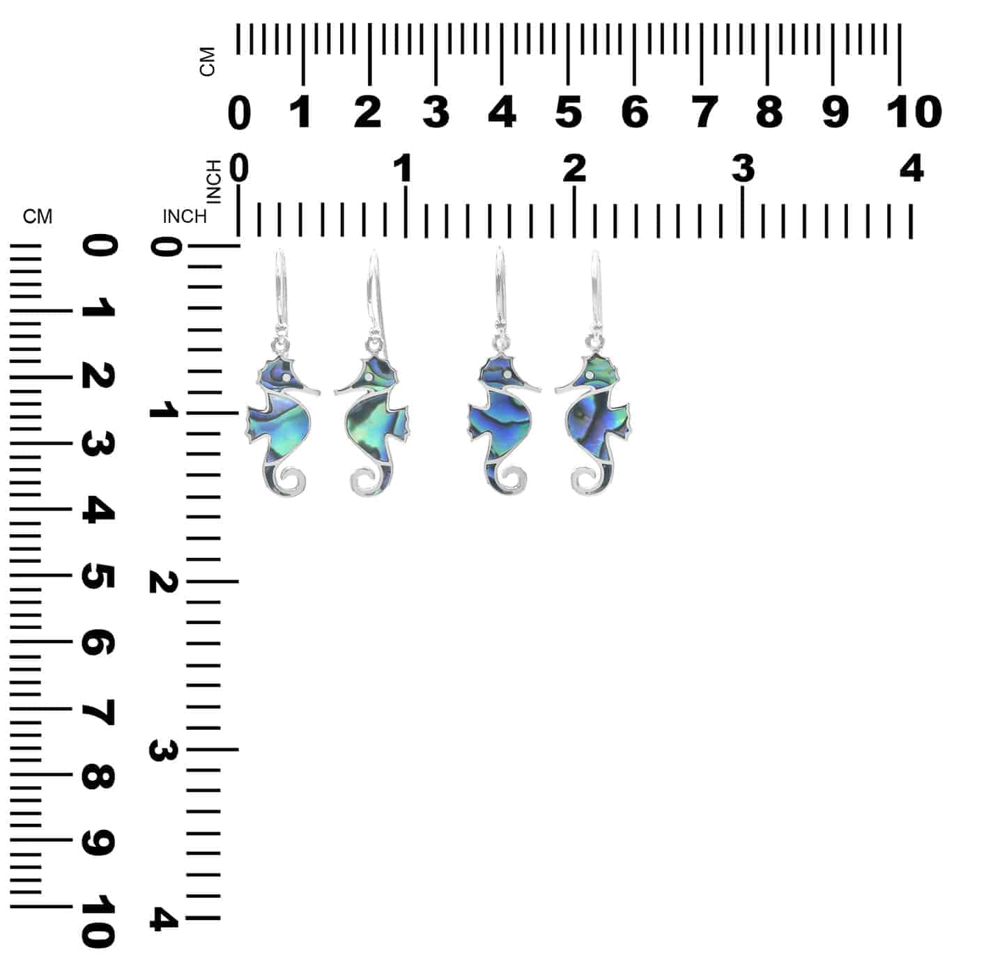 Starborn Abalone Shell Seahorse Earrings in Sterling Silver
