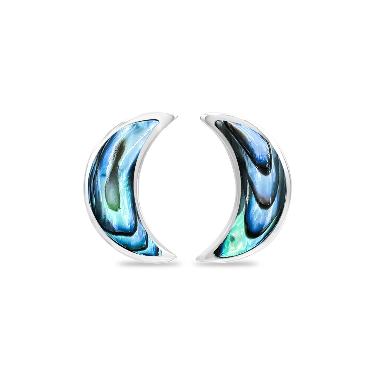 Starborn Gemstone Crescent Moon Post Style Earrings in Sterling Silver