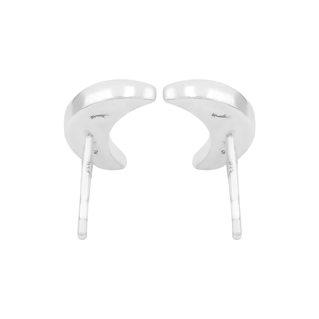Starborn Gemstone Crescent Moon Post Style Earrings in Sterling Silver