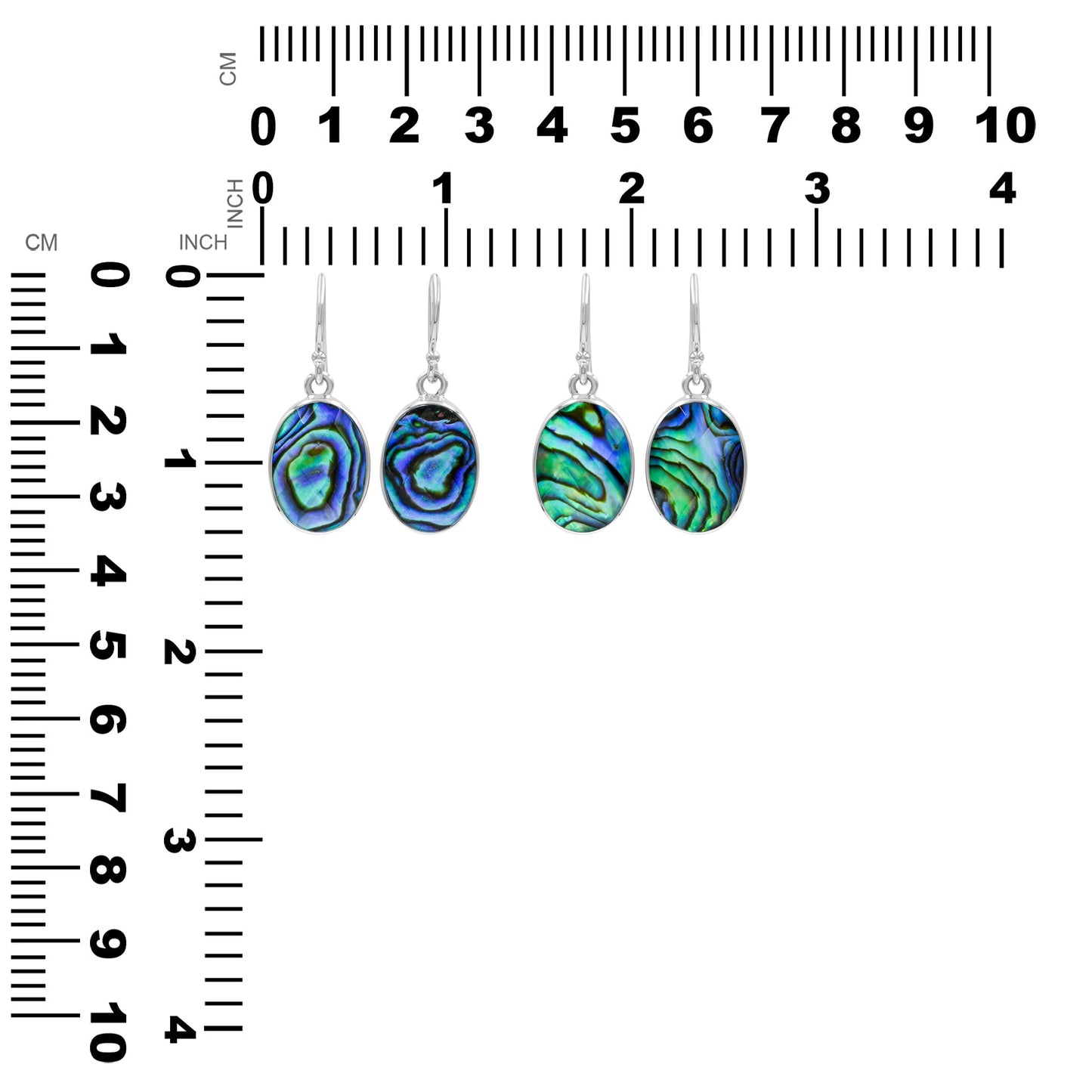 Starborn Abalone Shell Oval Faceted Earrings in Sterling Silver