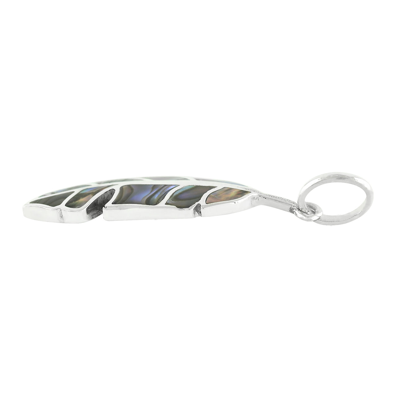 Starborn Abalone Shell Inlay Feather Pendant in Sterling Silver