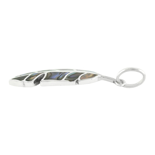 Starborn Abalone Shell Inlay Feather Pendant in Sterling Silver