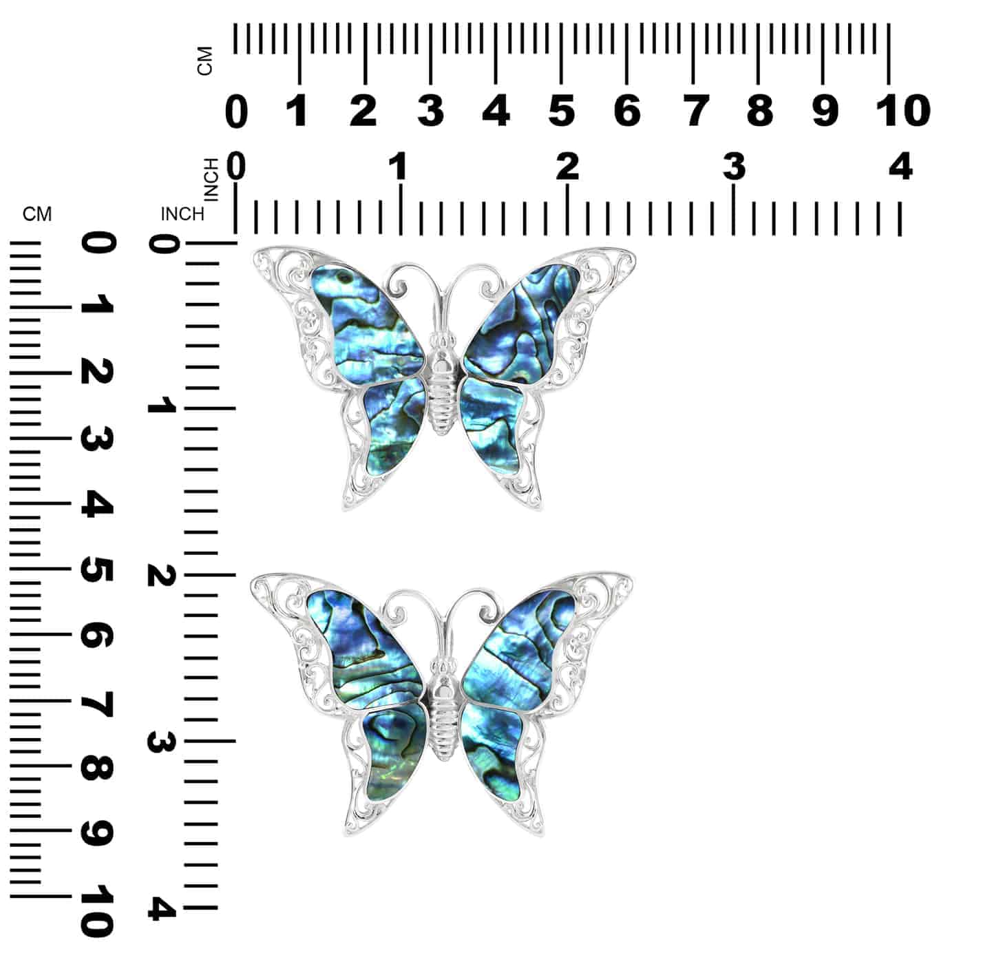 Starborn Abalone Shell Large Butterfly Pendant Pin in Sterling Silver