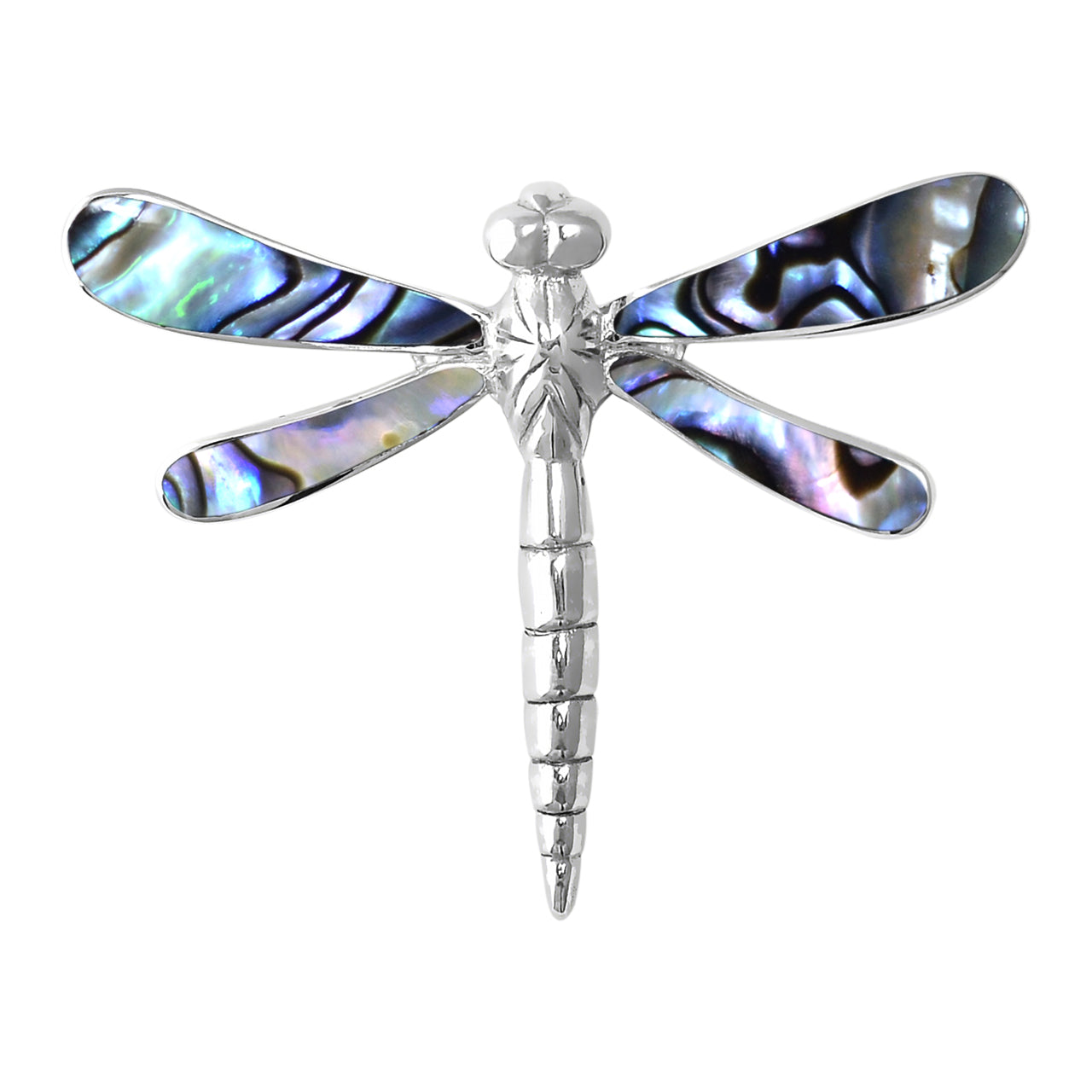 Starborn Abalone Shell Large Dragonfly Pendant in Sterling Silver