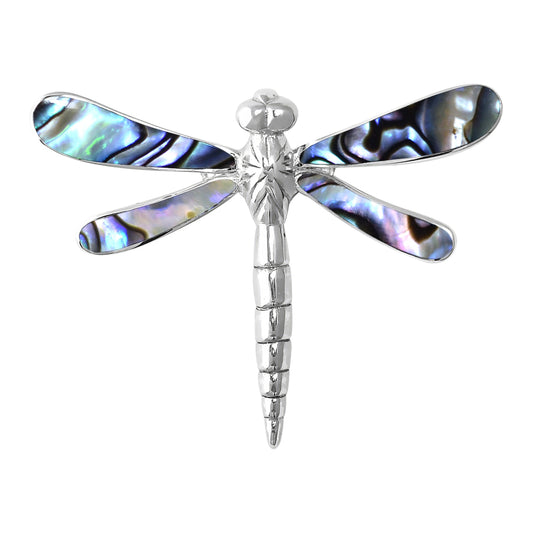 Starborn Abalone Shell Large Dragonfly Pendant in Sterling Silver