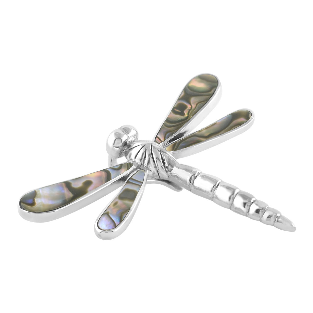 Starborn Abalone Shell Large Dragonfly Pendant in Sterling Silver