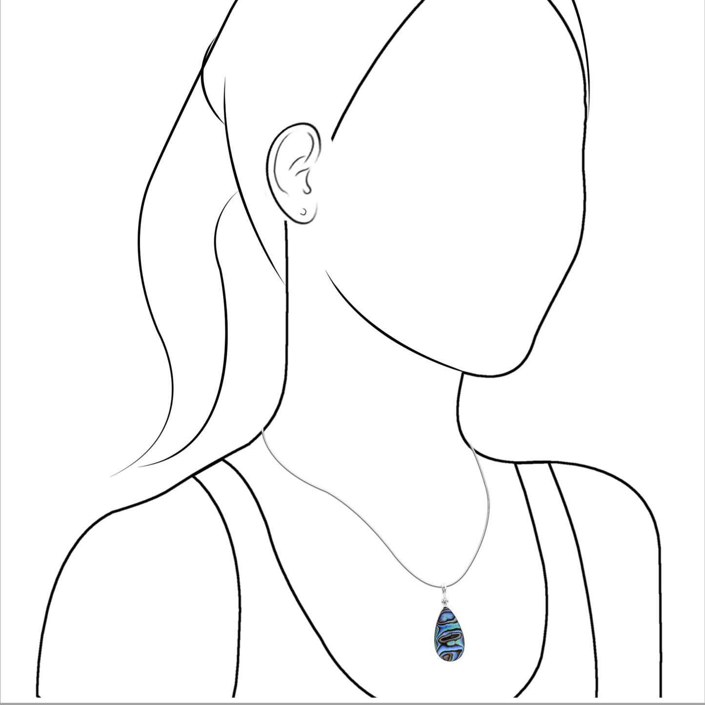 Starborn Abalone Shell Pear Pendant Bezel Set in Sterling Silver
