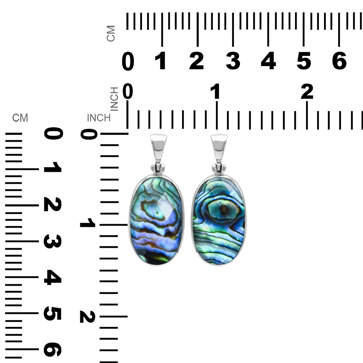 Starborn Faceted Abalone Shell Oval Pendant with Quartz Doublet in Sterling Silver
