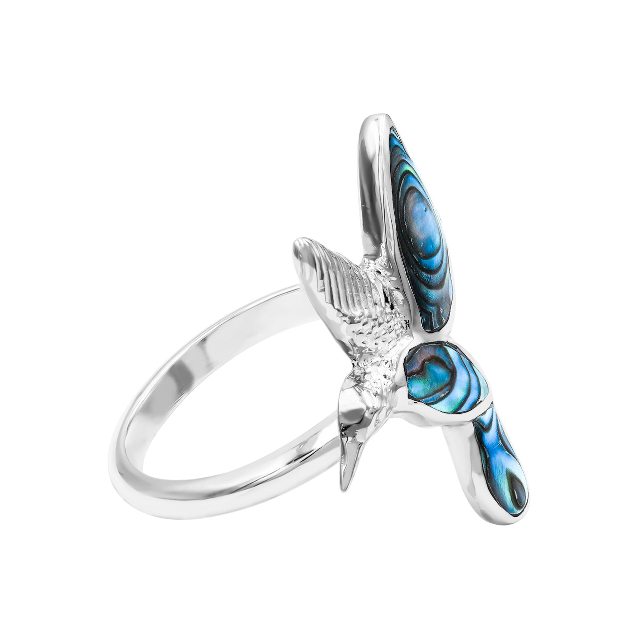 Starborn Abalone Shell Hummingbird Ring in Sterling Silver
