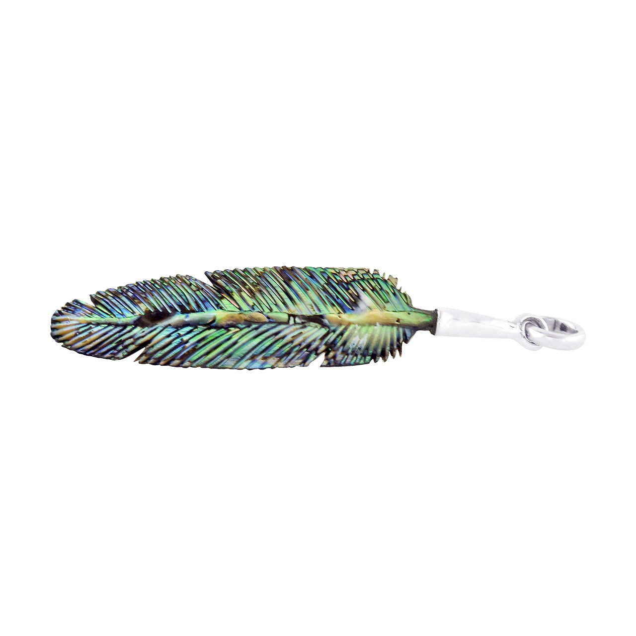 Starborn Abalone Shell Feather Pendant and Earrings Set in Sterling Silver