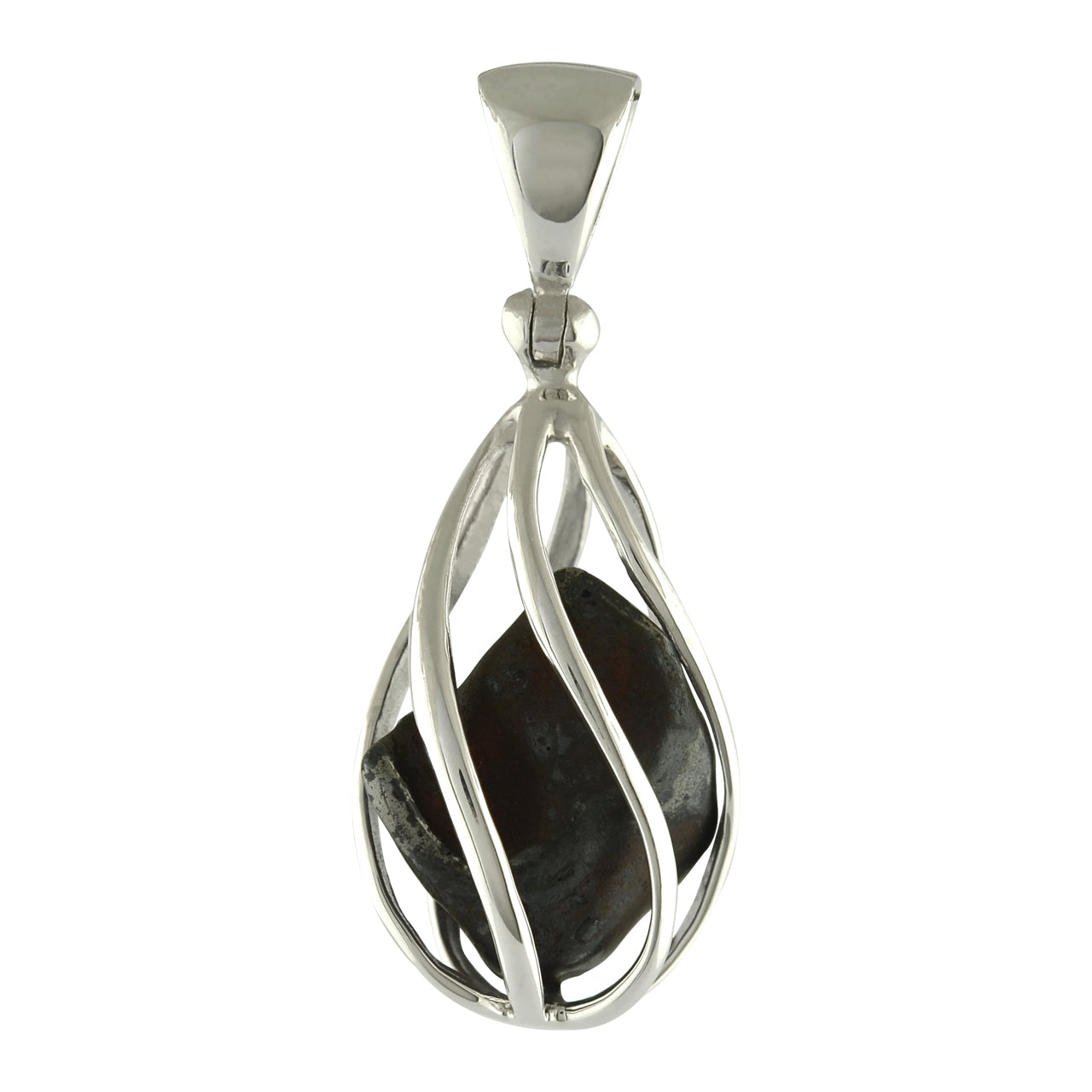Starborn Agoudal Meteorite Spiral Cage Pendant in Sterling Silver