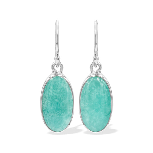 Starborn Amazonite Oval 18 x 10 mm Earrings in Sterling Silver