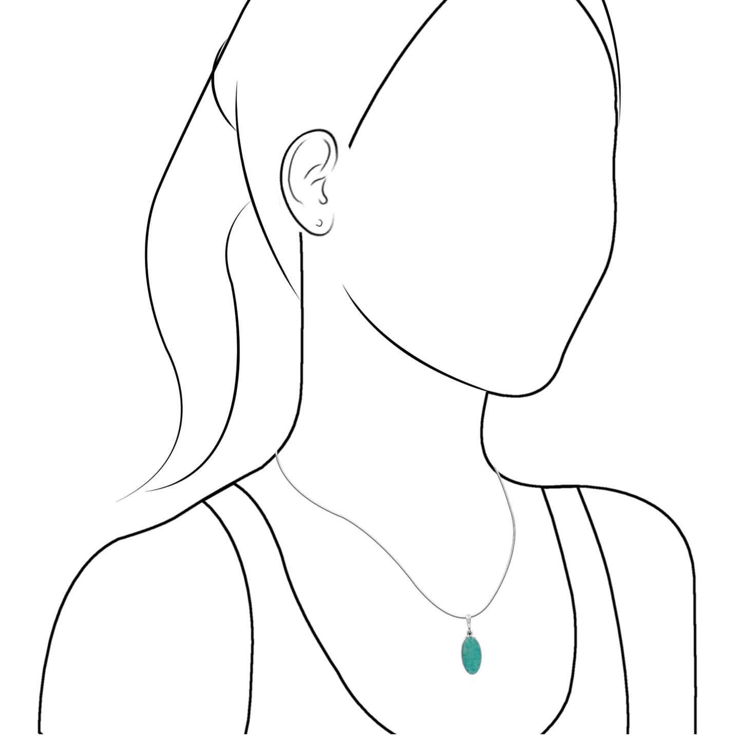 Starborn Amazonite Oval Pendant in Fine Sterling Silver