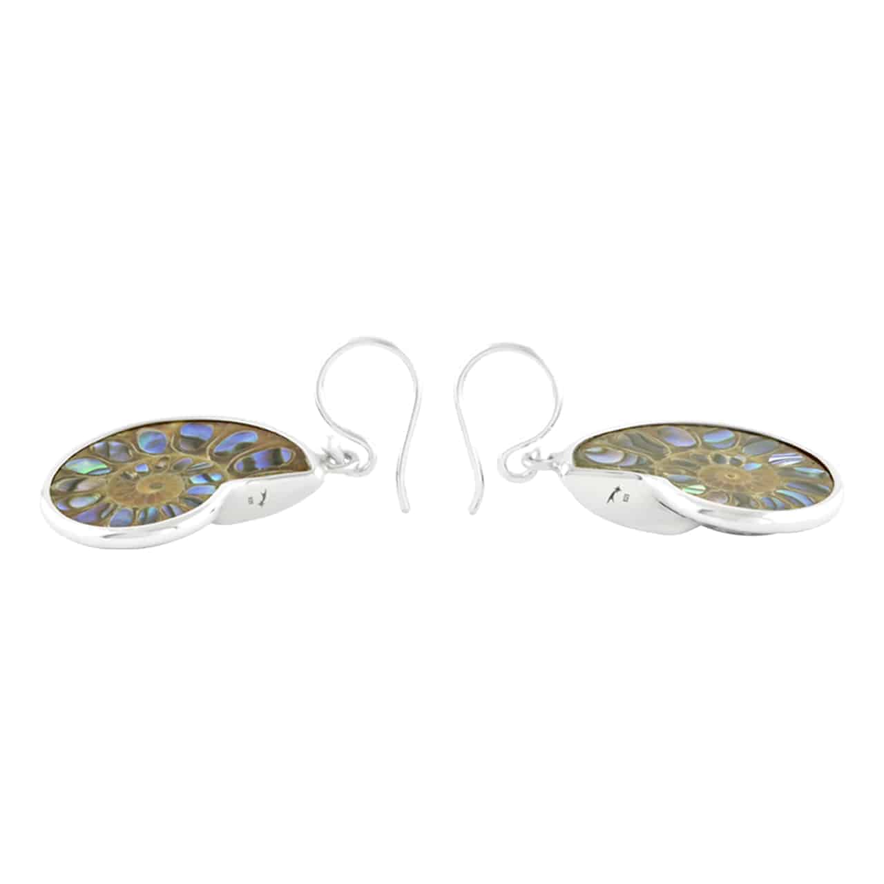 Starborn Ammonite with Abalone Shell Inlay Earrings in Sterling Silver - Small