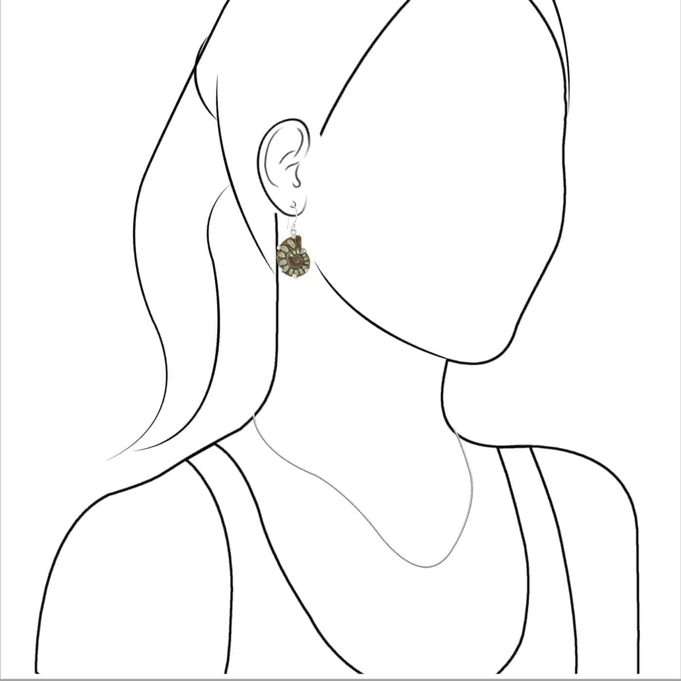 Starborn Pyrite Inlaid Ammonite Earrings in Sterling Silver