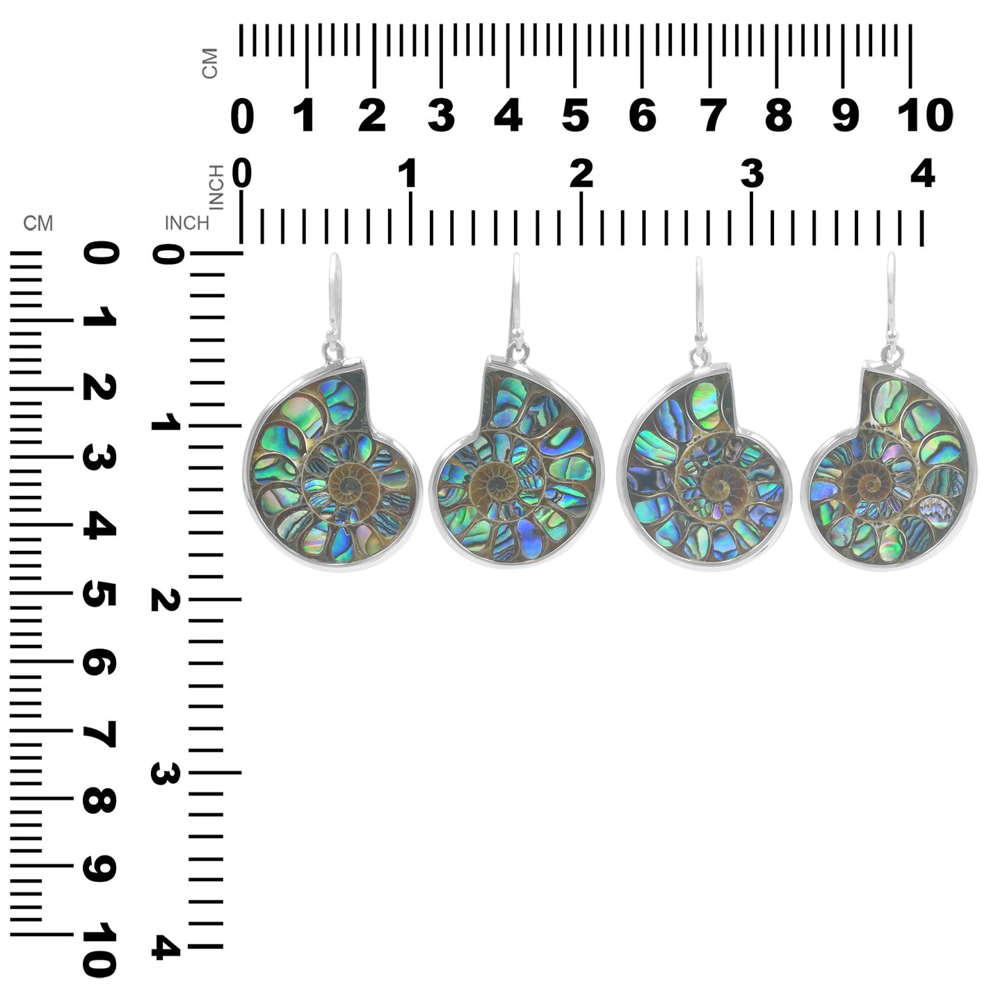 Starborn Ammonite with Abalone Shell Inlay Earrings in Sterling Silver