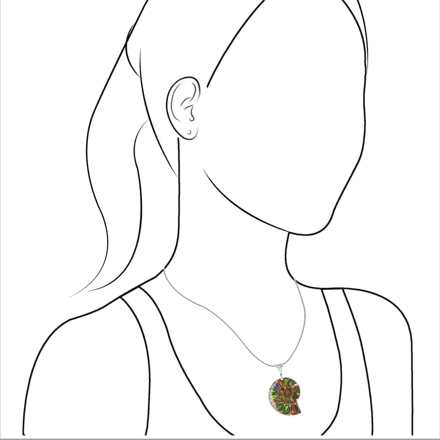 Starborn Ammonite with Ammolite Pendant and Filigree Bail in Sterling Silver