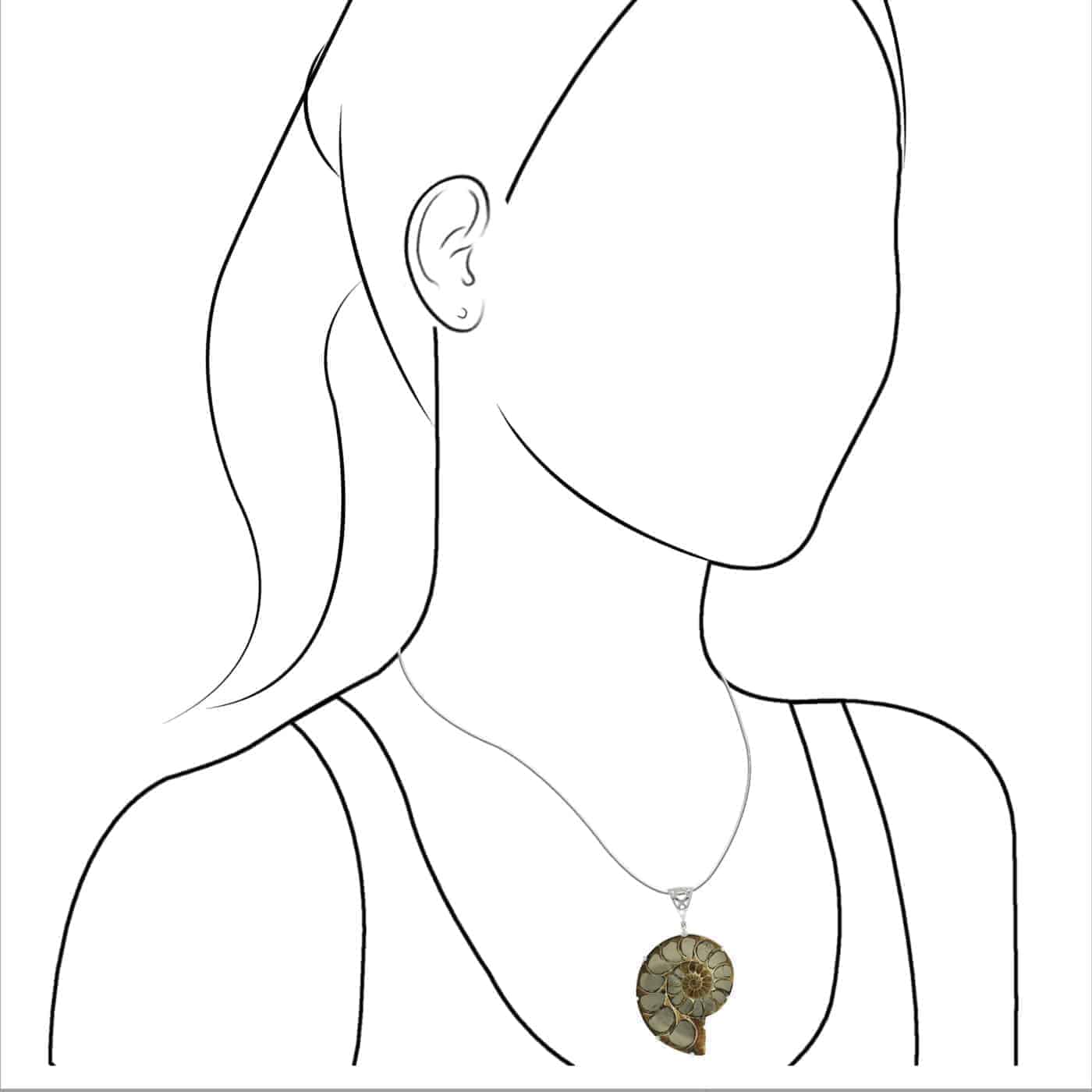 Starborn Pyrite Inlaid Ammonite Pendant with Sterling Silver Filigree Detail - Large