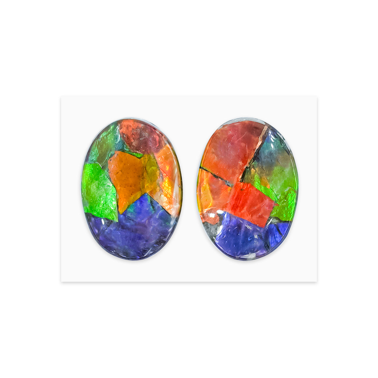 Starborn Multicolored Ammolite Oval Cabochons (1 Pair)