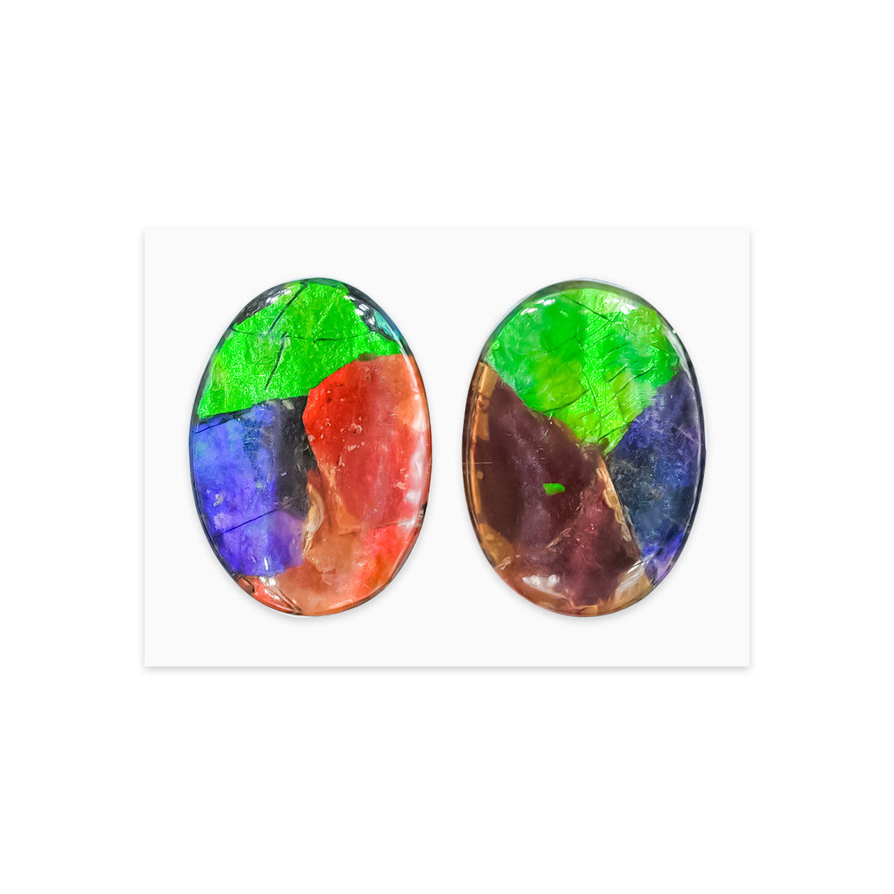 Starborn Multicolored Ammolite Oval Cabochons (1 Pair)