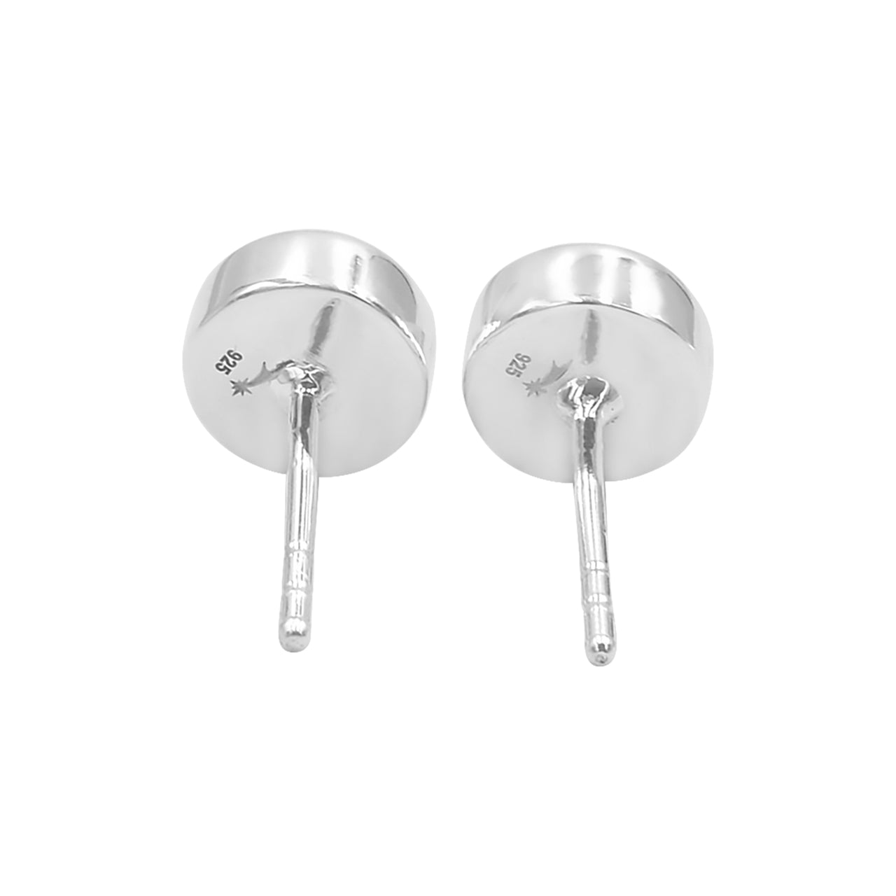 Starborn Round Ammolite Single Bezel Post Earrings in Sterling Silver