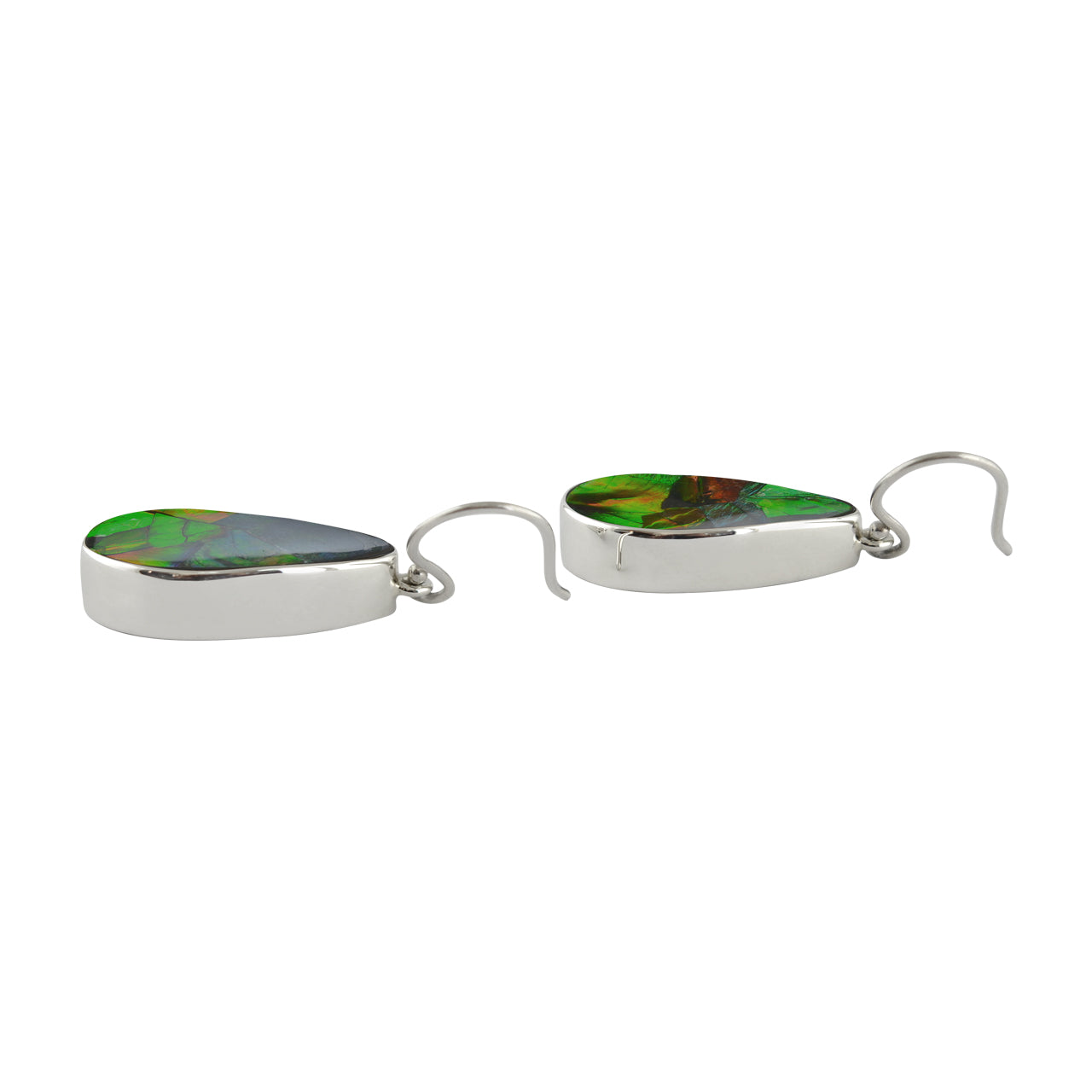 Starborn Ammolite Pear Shaped Dangle Earrings in Sterling Silver