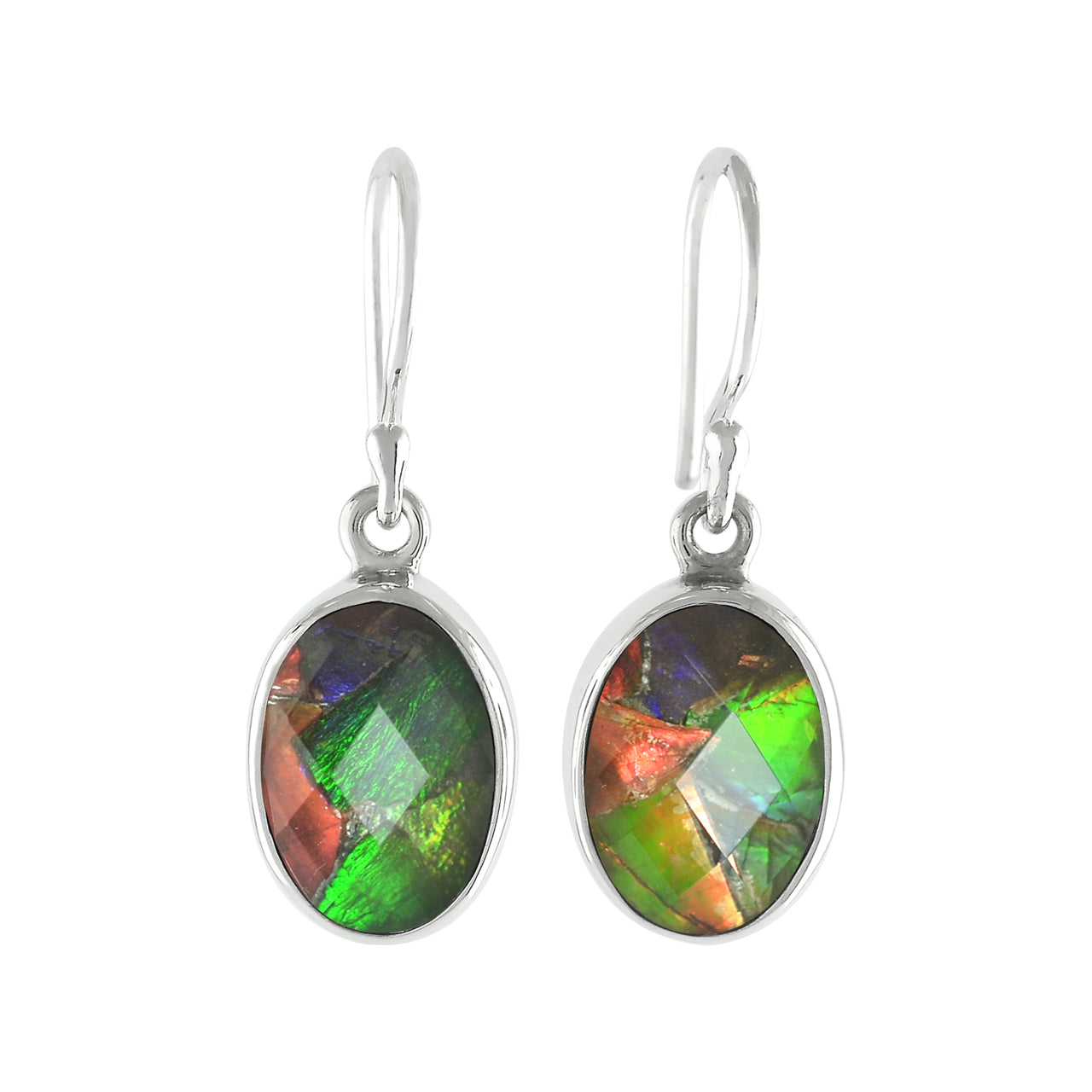 Starborn Faceted Ammolite Doublet Earrings in Sterling Silver