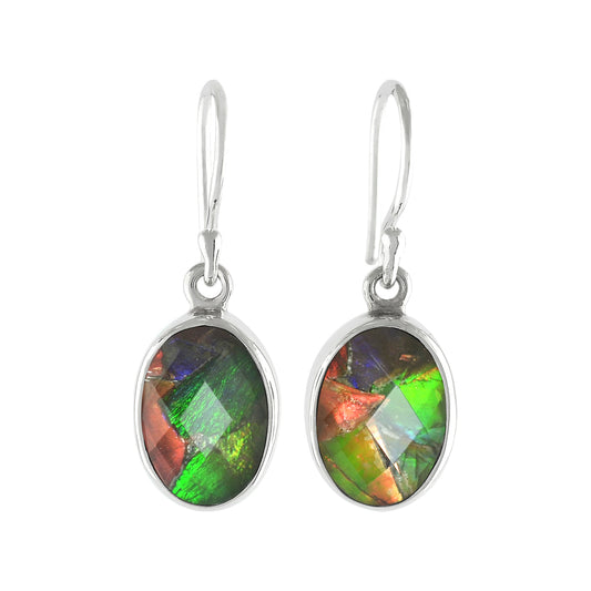 Starborn Faceted Ammolite Doublet Earrings in Sterling Silver