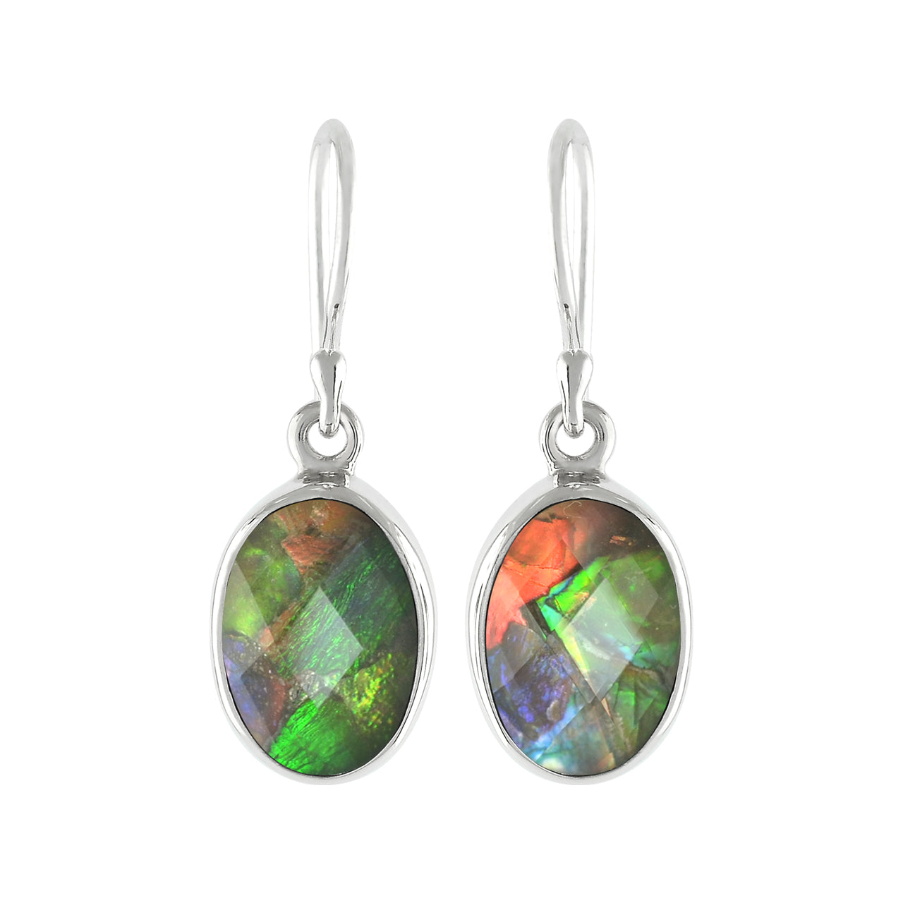 Starborn Faceted Ammolite Doublet Earrings in Sterling Silver