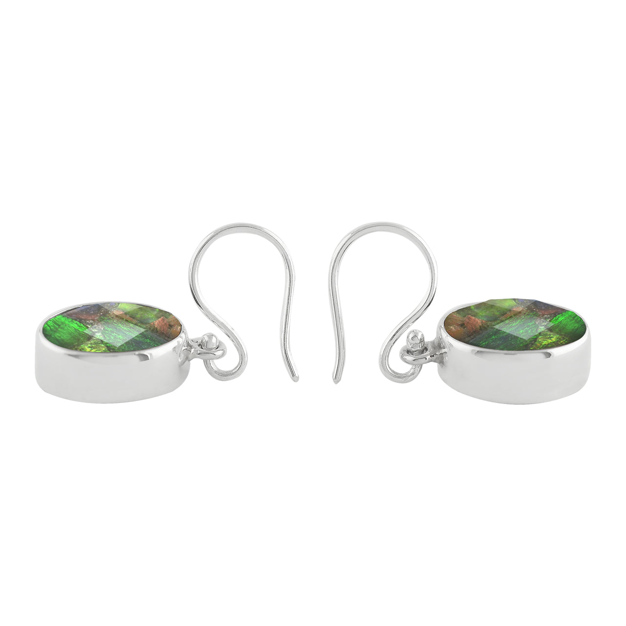 Starborn Faceted Ammolite Doublet Earrings in Sterling Silver
