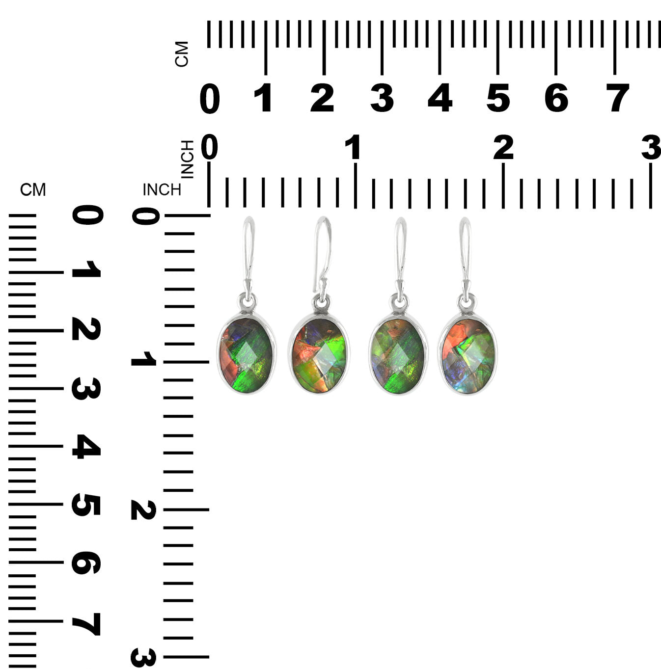 Starborn Faceted Ammolite Doublet Earrings in Sterling Silver