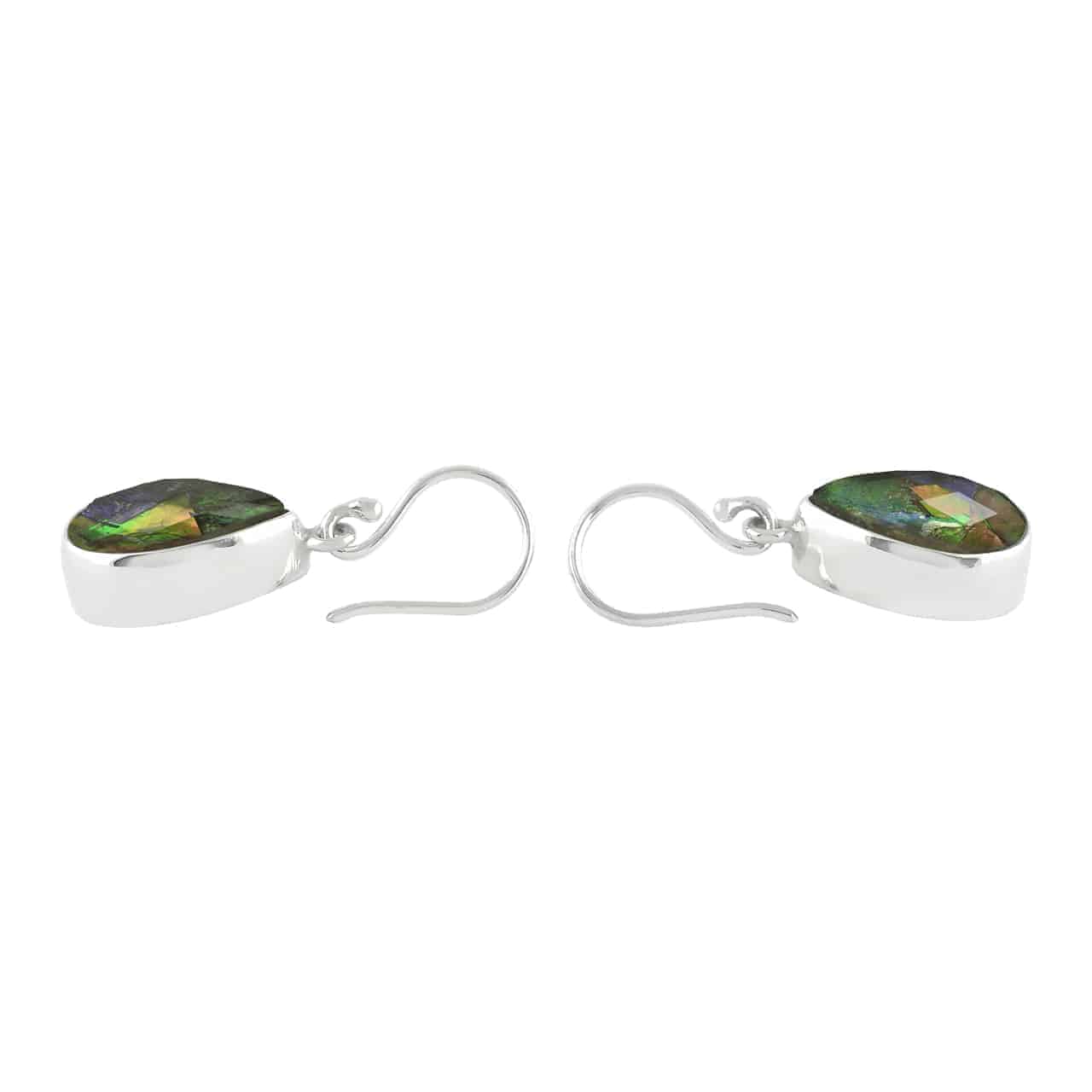 Starborn Creations Ammolite Faceted Pear-Shaped Sterling Silver Earrings