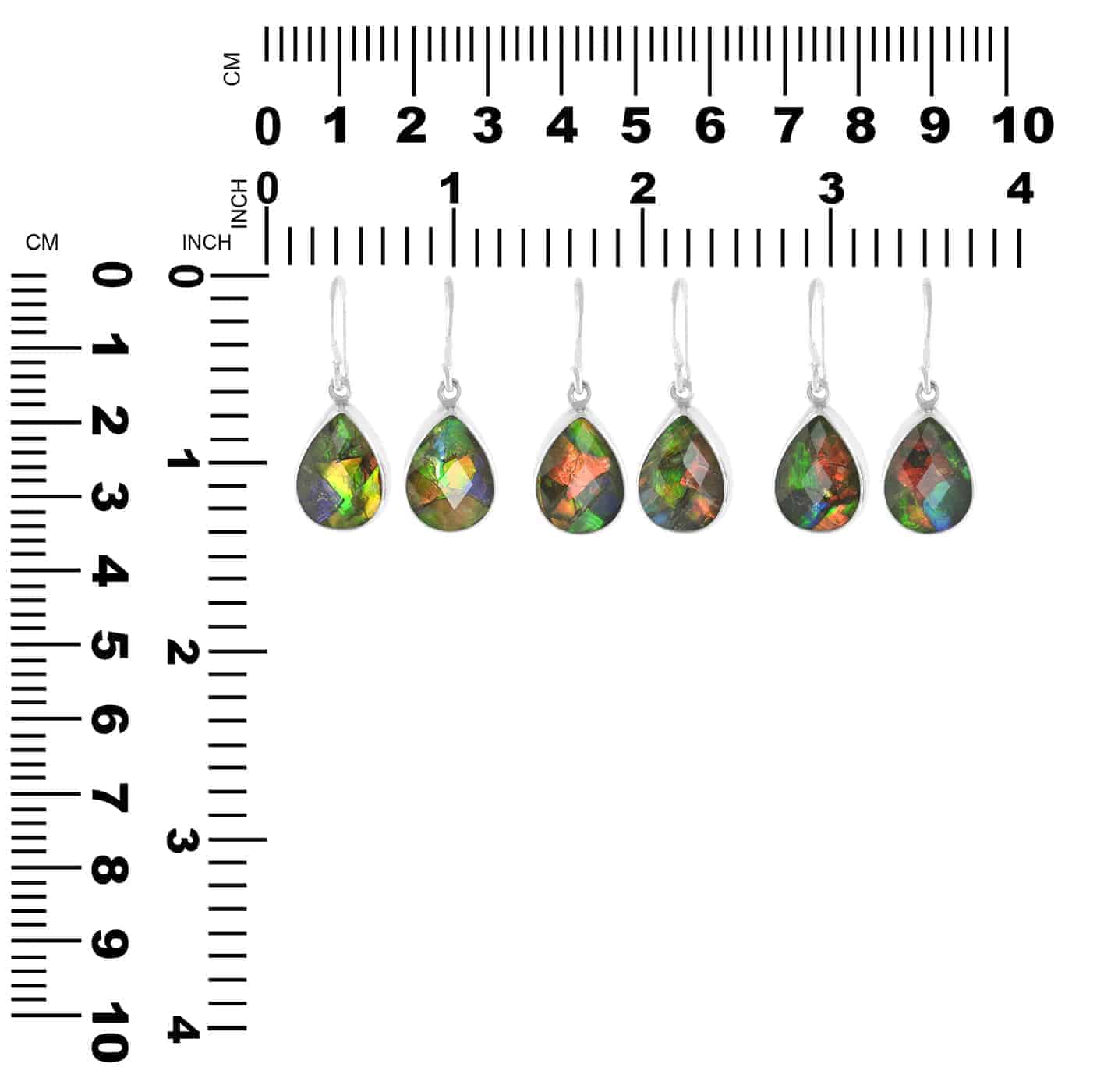 Starborn Creations Ammolite Faceted Pear-Shaped Sterling Silver Earrings