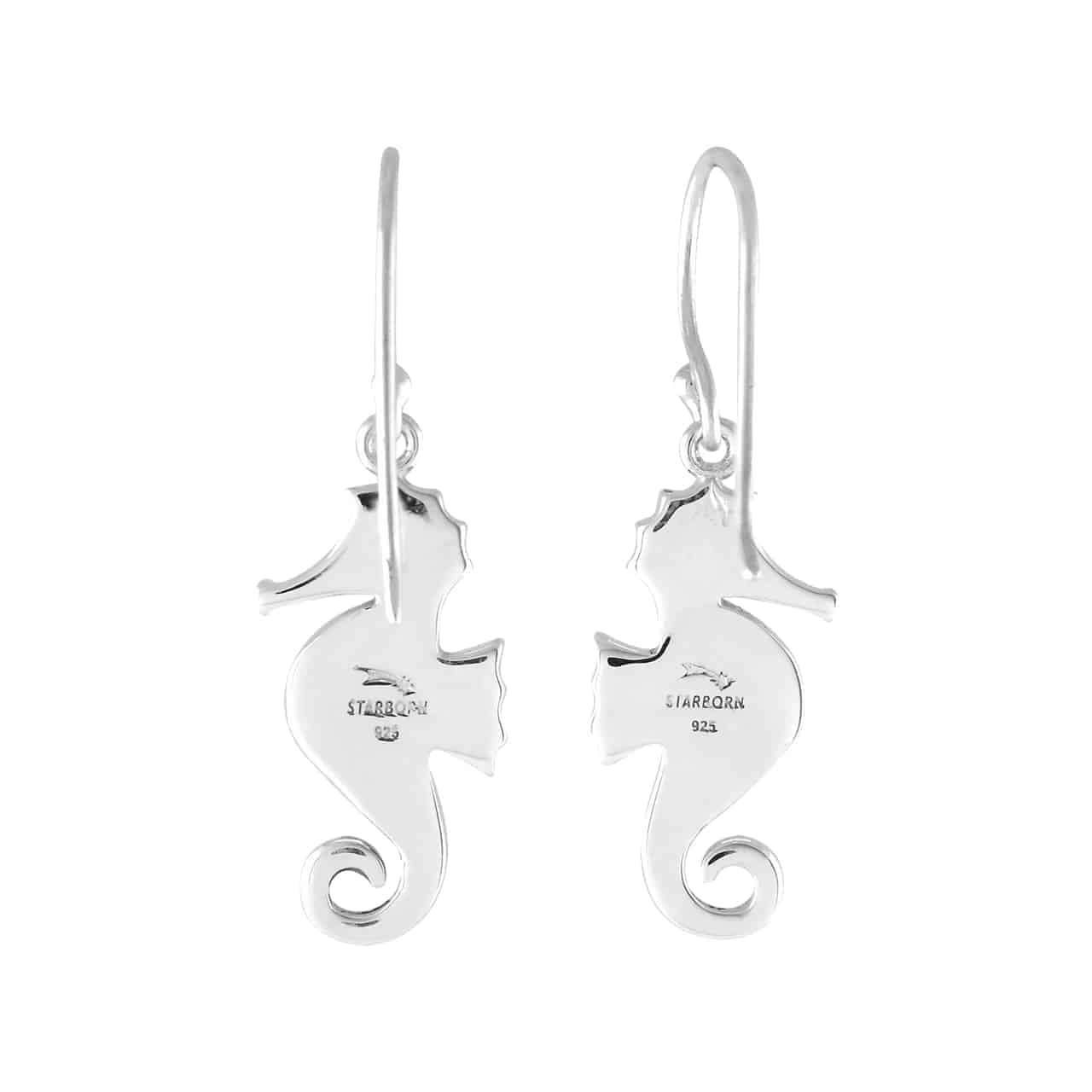 Starborn Ammolite Seahorse Earrings in Sterling Silver