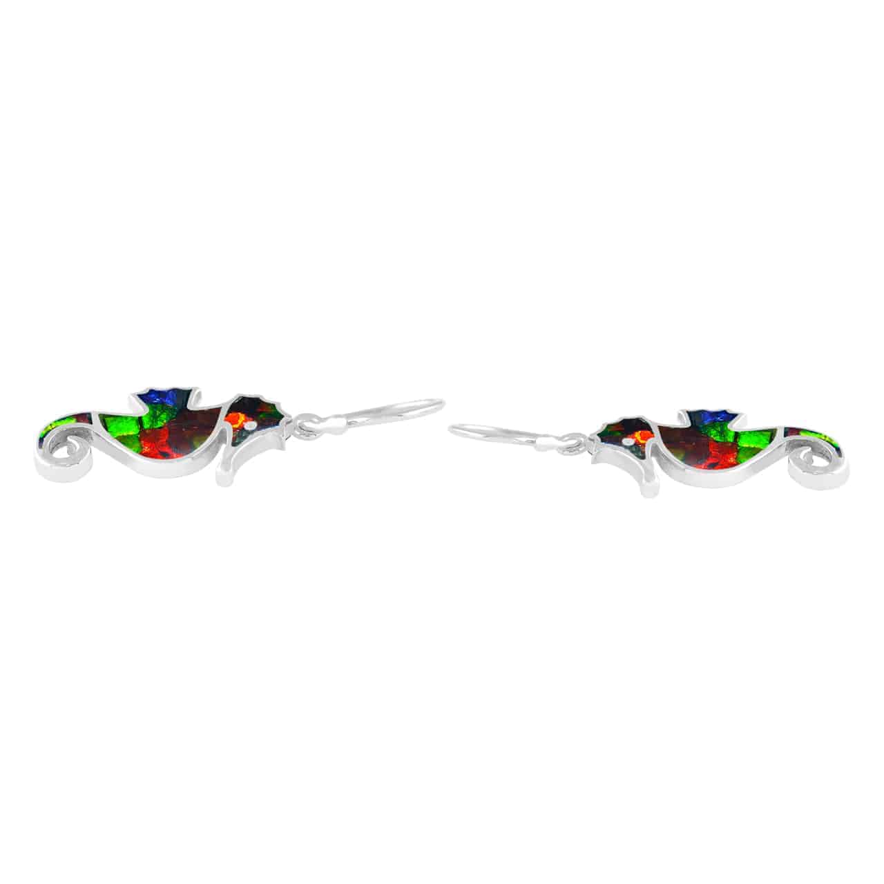 Starborn Ammolite Seahorse Earrings in Sterling Silver