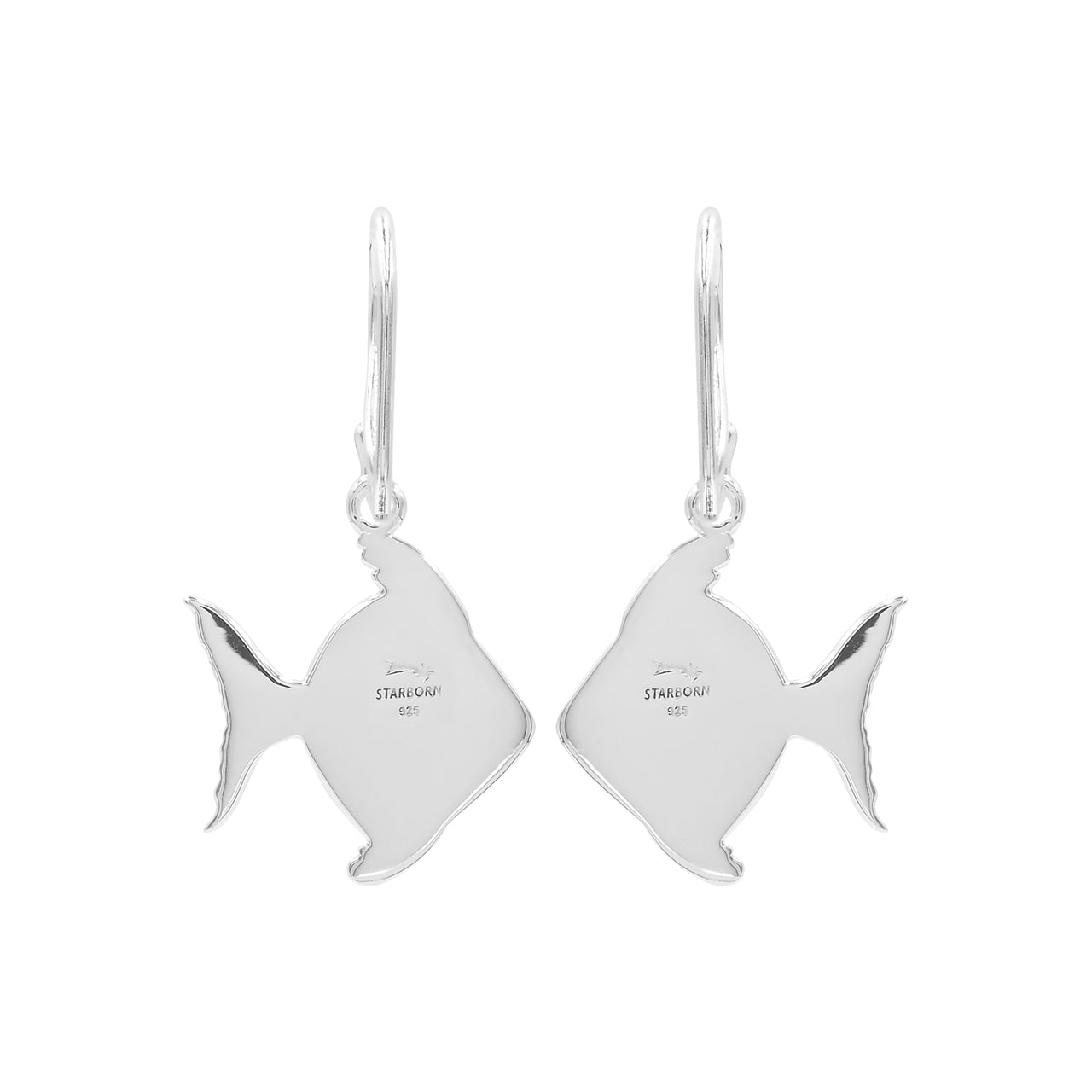 Starborn Ammolite Fish Shaped Earrings in Sterling Silver
