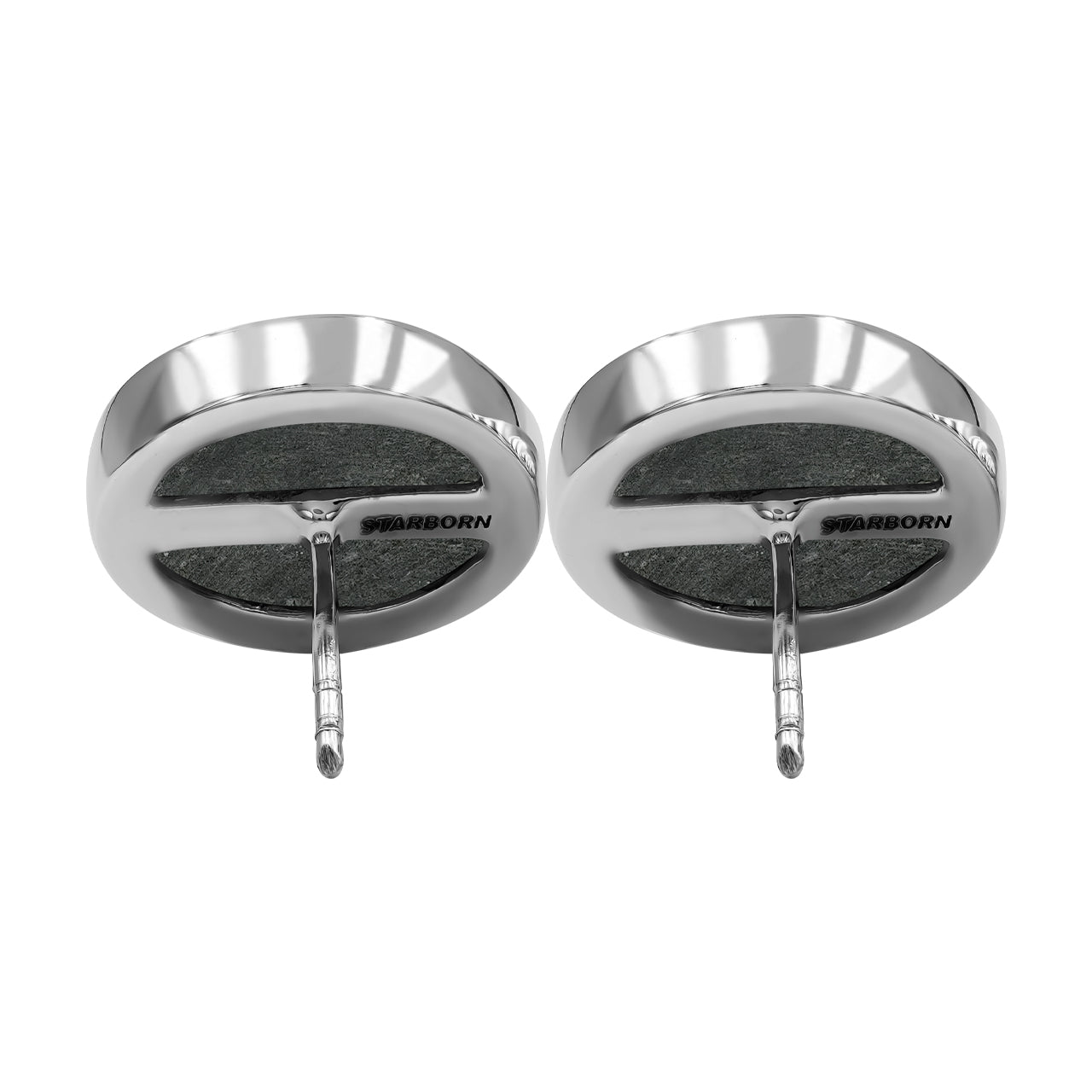 Starborn Round Ammolite Single Bezel Post Earrings in Sterling Silver
