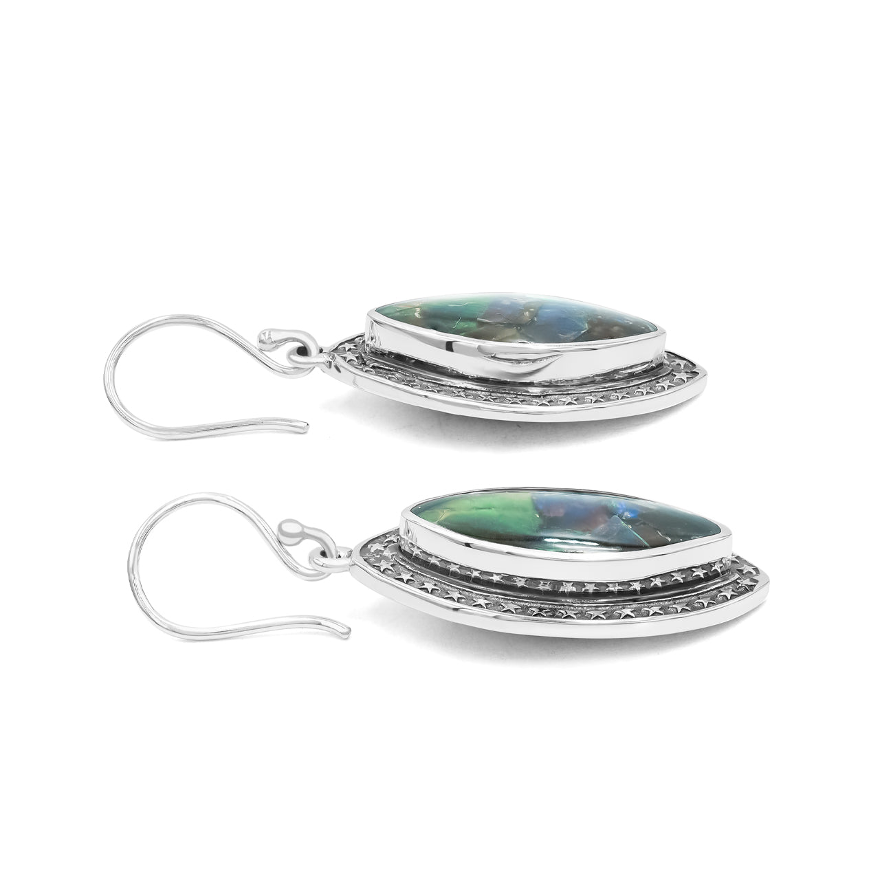 Starborn Ammolite Marquise Dangle Earrings in Sterling Silver