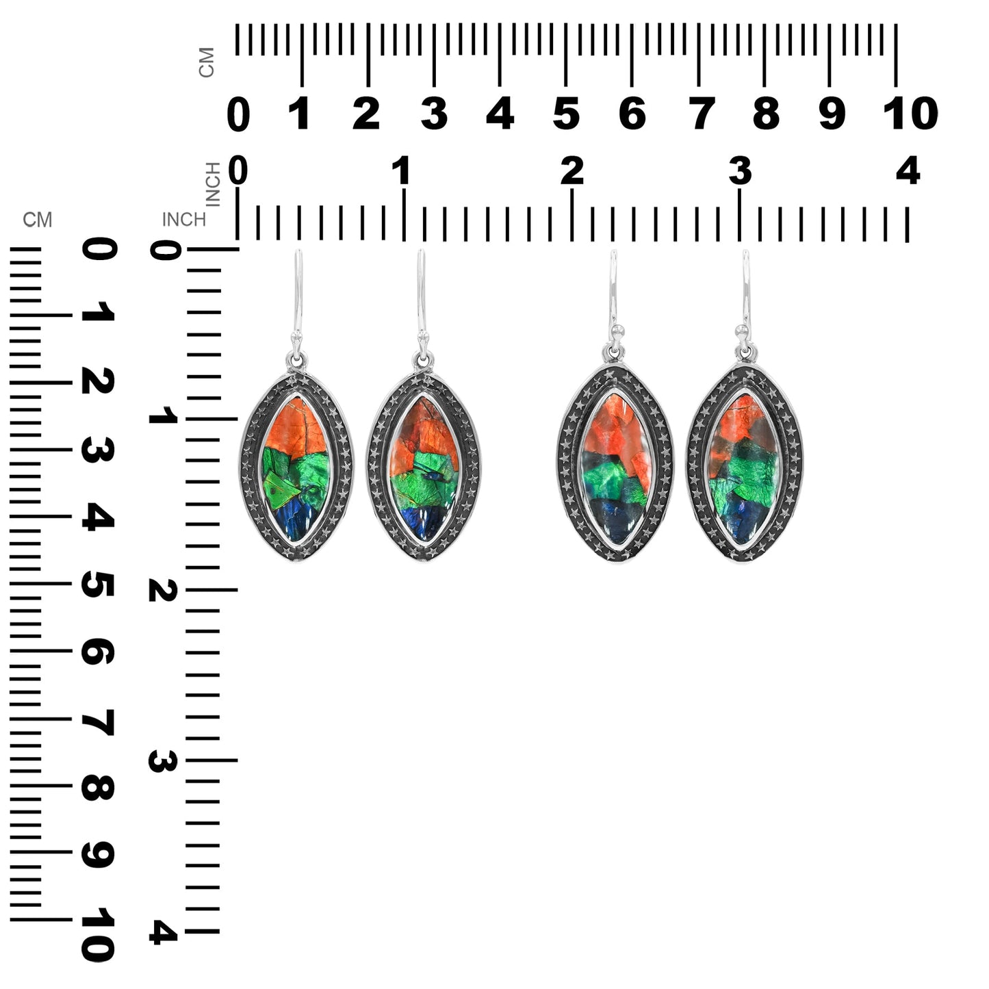 Starborn Ammolite Marquise Dangle Earrings in Sterling Silver