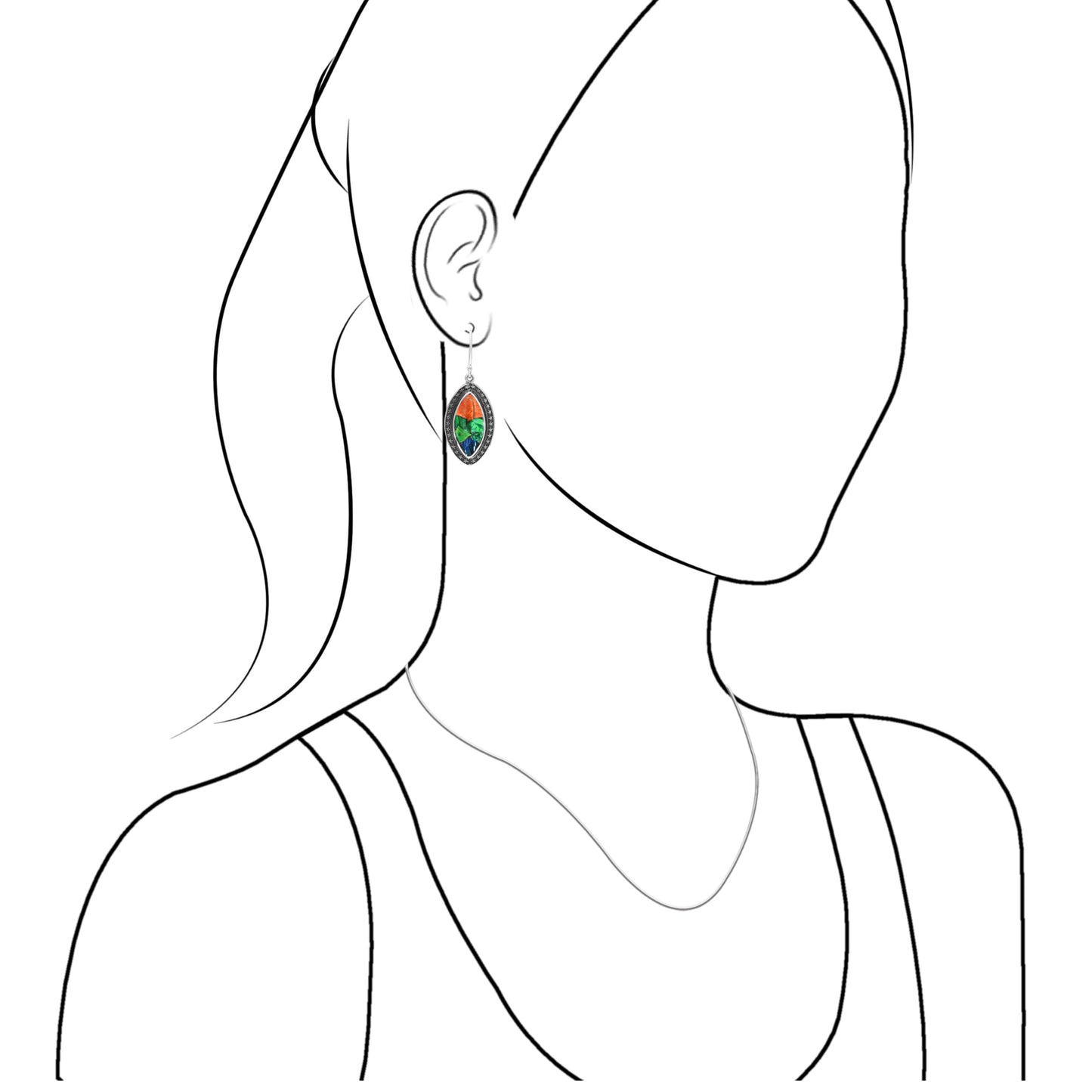 Starborn Ammolite Marquise Dangle Earrings in Sterling Silver