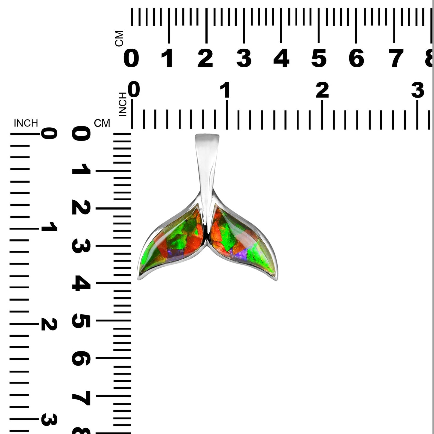 Starborn Ammolite Whale Tail Pendant in Sterling Silver