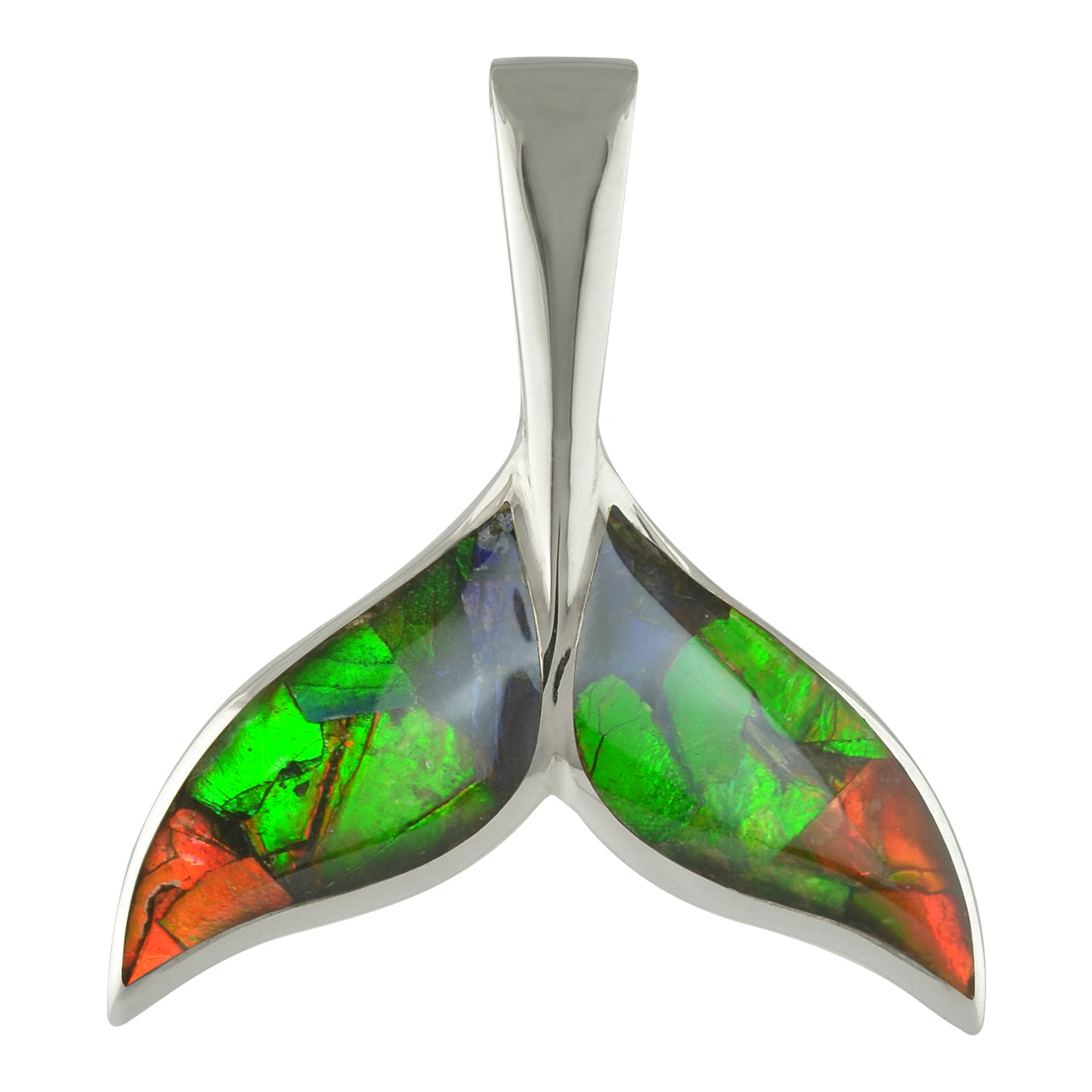 Starborn Ammolite Whale Tail Pendant in Sterling Silver