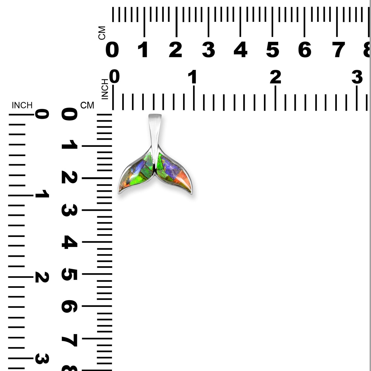 Starborn Ammolite Whale Tail Pendant in Sterling Silver