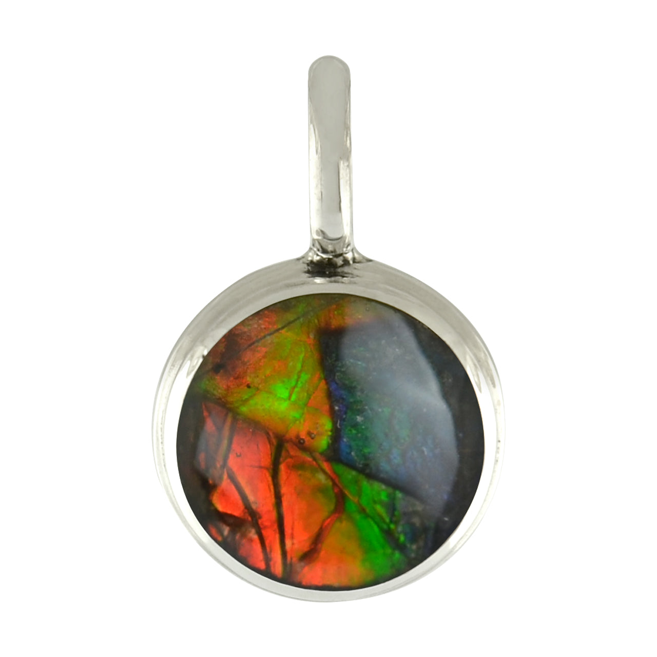 Starborn Round Ammolite Pendant in Sterling Silver