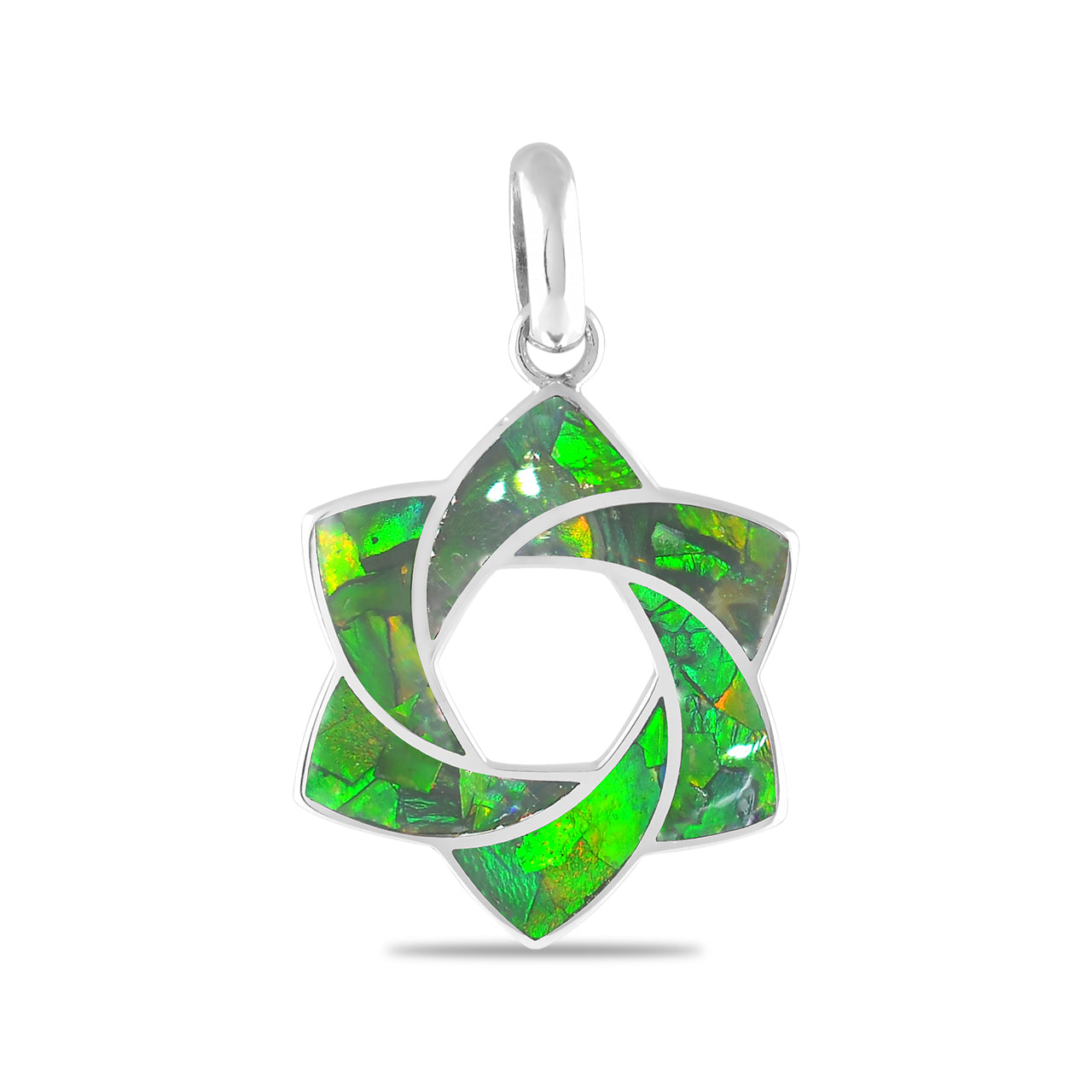 Starborn 6-Point Knot Ammolite Inlay Pendant in Sterling Silver