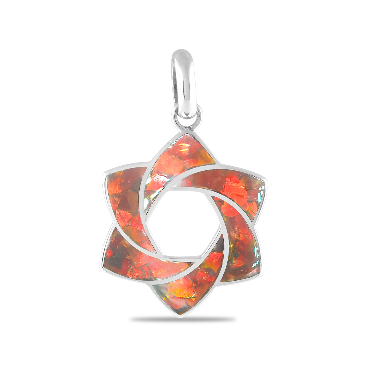 Starborn 6-Point Knot Ammolite Inlay Pendant in Sterling Silver