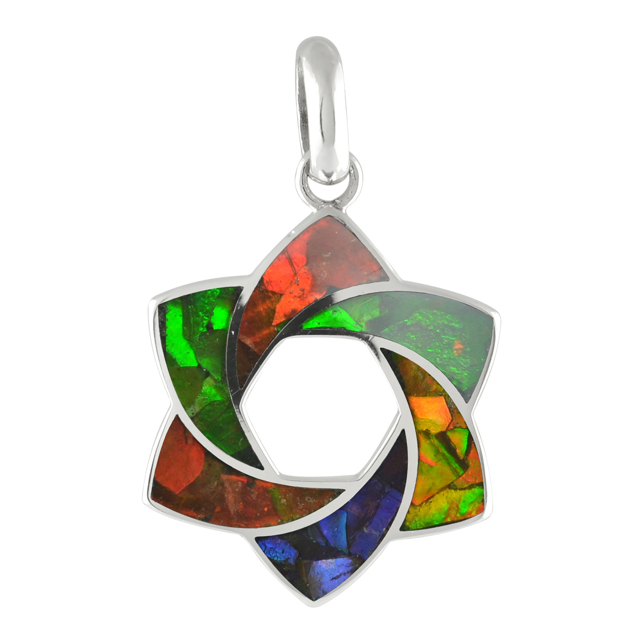 Starborn 6-Point Knot Ammolite Inlay Pendant in Sterling Silver