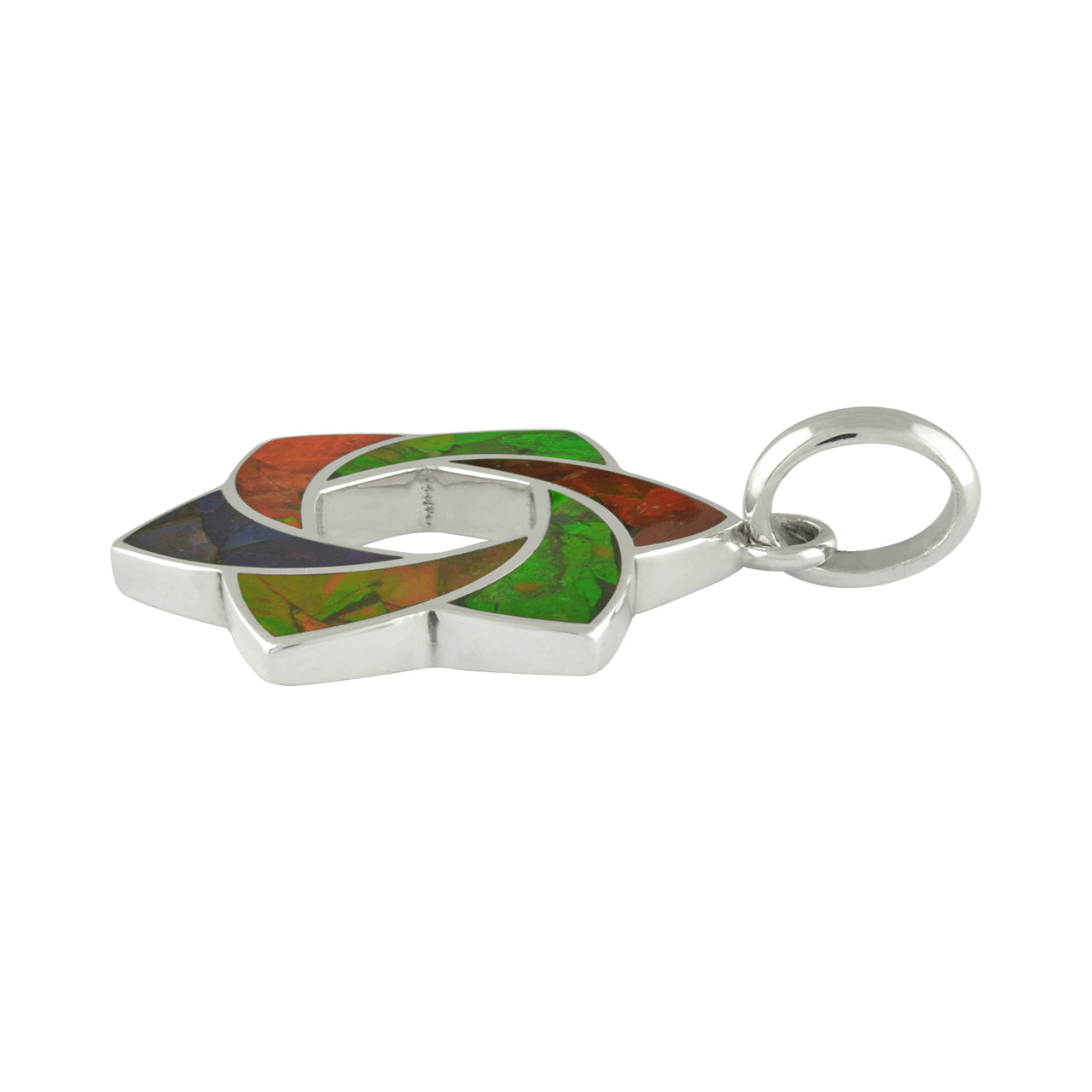 Starborn 6-Point Knot Ammolite Inlay Pendant in Sterling Silver